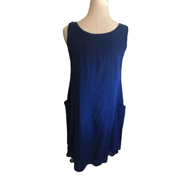 Color Me Cotton Size XS Dress Blue Double Layer Gauze Lagenlook Sleeveless - Picture 3 of 5